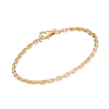 14 kt Anker Facet Guld armbånd, 17 cm og 2,5 mm (tråd 1,0 mm) med karabinlås